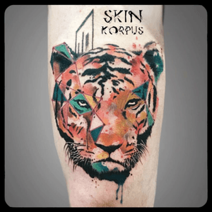  #abstract #watercolor #watercolortattoo  #abstracttattoo #tiger #tigertattoo made  @  #absolutink by #skinkorpus #watercolorartist #tattooartist