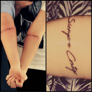 Siempre contigo ~ Always with you. #spanish #love #tattooart #fineline #finelinetattoo #smalltattoo #sisters #small