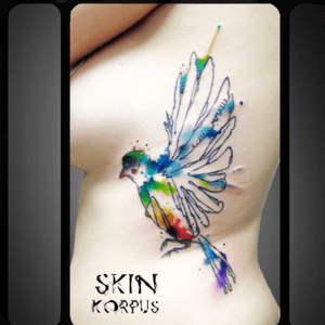 #watercolor #watercolortattoo #watercolortattoos #watercolour #bird #birdtattoo made  @ #absolutink by #watercolortattooartist #watercolorartist #skinkorpus 