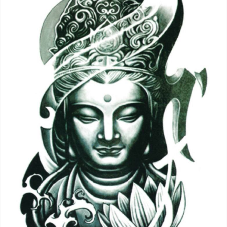 Black Buddha artwork Sleeve tattoo Buddhism Tattoo artist Body art  peacock buddha mantra logo monochrome png  PNGEgg