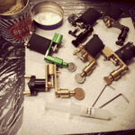 Tools of the trade! Gotta keep them in good running order! Love my Rotary Works machines #rotary #tattoomachines #machine #rotarymachine #rotaryworks #handmade #brass #uk 