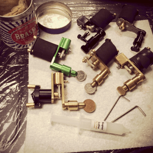 Tools of the trade! Gotta keep them in good running order! Love my Rotary Works machines #rotary #tattoomachines #machine #rotarymachine #rotaryworks #handmade #brass #uk 