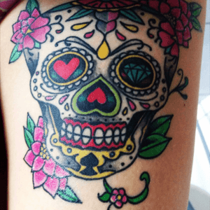 Mexican skull #dreamtattoo #skulltattoo #skull #flowers 