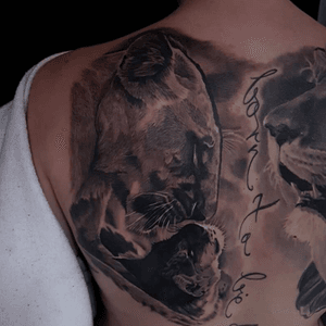 Next part of my #backpiece : #lioness done by #nikolabullet ... Amazing young artist from #serbia...  #blackandgrey #backtattoo #fullback #serbiantattoo