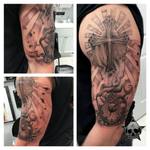 B/G start of a religious half sleeve in progress. Happy with the turn out and more to come soon