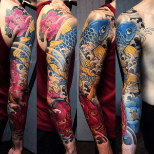 Japanese tattoo by George Bardadim #japanesetattoo #koitattoo #japanesesleeve #halfsleeve 