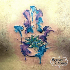Watercolor hamsa tattoo #tattoo #marianagroning #karmatattoo #cdmx #MexicoCity #watercolor #watercolortattoo #watercolortattooartist #hamsa #hamsahand #hamsahandtattoo 