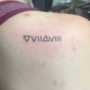 This is Roman Numerals for "Fall seven times, get up eight."