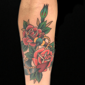 Tradtional Anchor on Jesper, Thanks #anchor #roses 