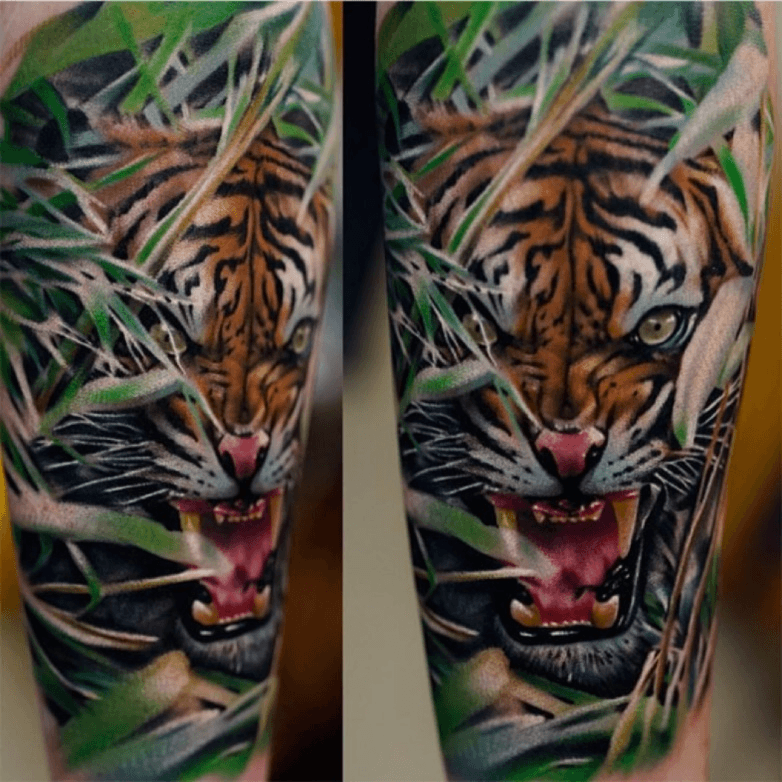 angry tiger face tattoo