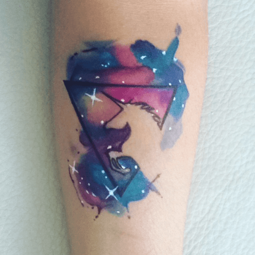  #forearm #temporary #watercolor #bodyart #unicorntattoo #unicorn #galaxy #stars #Sharpies #blue #pink #violet 