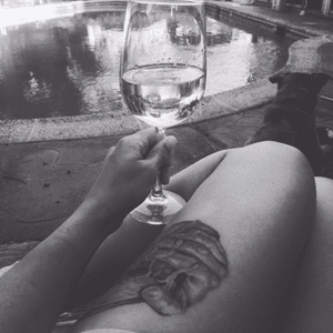 Tattoos, dog, pool and wine...#summerlife