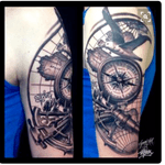 #megandreamtattoo  simular with sextant, ships compass rose and a specific chart underneath. Any nautical items incorporated