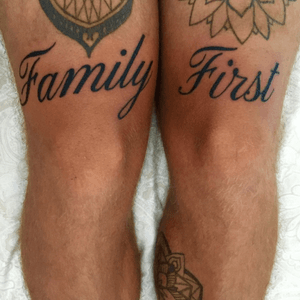 Done a little work on myself, yesterday. #Familyfirst not yet healed. If you fancy getting some writing done yourself, let me know and I will look after you. #cainetattoos #cainefamily #fonttattoo #writingtattoo