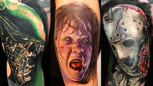 Tattoos Shane Munce has done on Randy Weitzel from In This Moment  #horror #horrortattoo #realism #portrait