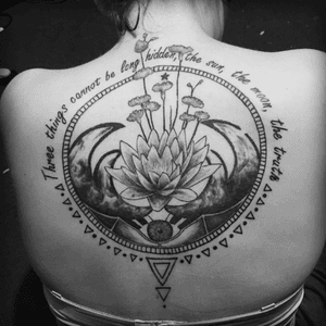 My second tattoo,  I live life by this quote #lotus #moon #flower #eyetattoo #quote #blackandgrey #inkedgirl #inkedchick 
