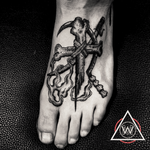 Bone crossInstagram : zero.tattooer..#tattoo #tattoos #bone #cross #f4f #like #daily #tattooart #t #dot #dots #ink #inked #zerotattooer
