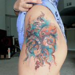 By Andres Guevera from Rosa Negra in Miami @tattooando on instagram #octopustattoo #blueringedoctopus #octopus #watercolor #watercolortattoo 
