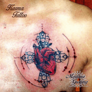 Heart and lines tattoo #tattoo #marianagroning #karmatattoo #cdmx #MexicoCity #watercolor #watercolortattoo #watercolortattooartist #heart #geometric
