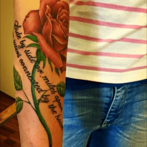 #rose #tattoo #color #red #green #pain #timelessart 