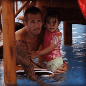 Throwback thursday with my baby girl nyah #prouddad #tattoo #japan #sleeve #pool #father 