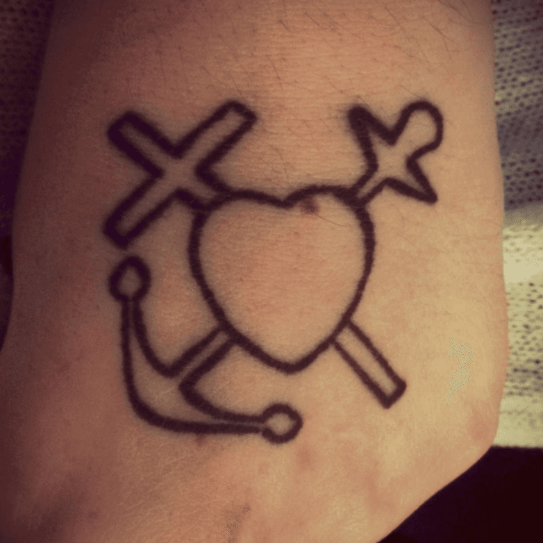 faith hope love anchor cross heart tattoo