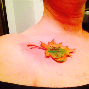 Leaf tattoo to cover port scar from chemo. ~Shannon, Ramesses' Shadow Tattoo, Memphis