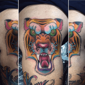 Tiger face #ink #tattoo #costaricatattoo #traditionaltattoo #crtattoo #tattoocr #tigerfacetattoo