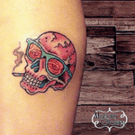 Smoking skull tattoo #tattoo #marianagroning #karmatattoo #cdmx #MexicoCity #skull 