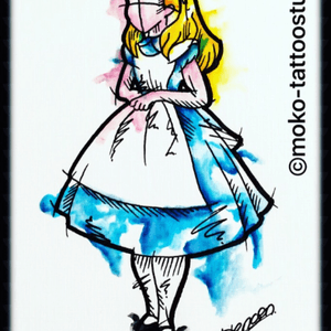 Alice scatching watercolor tattoo#Alice #Wunderland #Watercolor #Sketching #Hatching #Abstract #Tattoo #Drawing #Vorlage #Moko #Tattoostudio #Merzig #Hengen #Mike