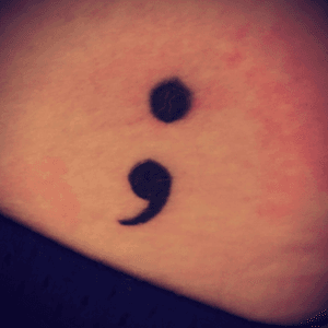 My very first tattoo, a #semicolon, done by Nate at #BlueFlame in #Raleigh #NC 