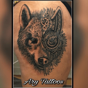 Tattoo lobo realismo-mandala 🐺 Ary Tattoos