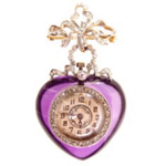 Amethyst heart shaped pocket watch