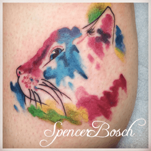 Had so much fun with this , client brought in the idea , was glad to make it happen for her #watercolor #cat #color #jokerscalgary #calgarytattoos #beautifulart #watercoloranimals 