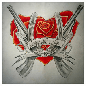 Personal art #pistol #rose #heart #tattooart 