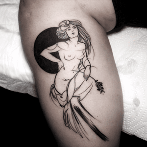 Tattoo inspored by Alphons Mucha www.tattoooslo.no  #pawov #tat #tattoo #tattoo2me #instagood #pawel #skarbowski #tattoooslo #sketch 