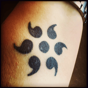 My semi-colon invictus. Notice the poor saturation? The tattoo artist won't take the time to fix it until I decide on my next tattoo. 😏