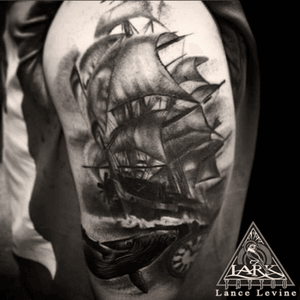 Tattoo by Lark Tattoo artist Lance Levine. #bng #bngtattoo #blackandgray #blackandgraytattoo #ship #shiptattoo #ocean #oceantattoo #tattoo #tattoos #tat #tats #tatts #tatted #tattedup #tattoist #tattooed #tattoooftheday #ined #inkedup #ink #tattoooftheday #amazingink #bodyart #tattooig #tattoosofinstagram #instatats #larktattoo