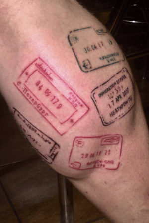 2017- Start of my passport stamps from my travels. This was done at Bizango Tattoo & Piercing in St Petersburg Russia