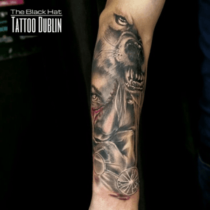 Red ridding hood the dark side (not a custom design from the studio for this one) but beautiful! . #redriddinghood #redhood #tats #tattoo #armtattoo #customdesign #tattoodublin #dublin #dublintattoo #fairytaletattoo #redriddinghoodtattoo #BHT #blackhattattoo #realistictattoo 