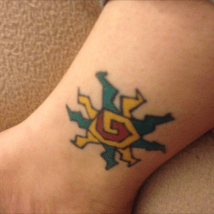 An aztec sun I got on my ankle 