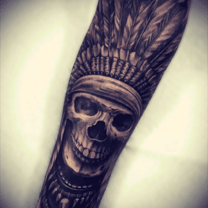 Wicked black and grey indian cheif #blkandgry #indian #skull