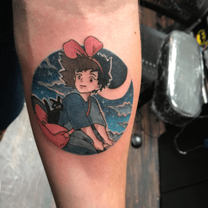 Fun Kiki’s delivery service tattoo (: #animetattoo #anime #Miyazakitattoos #studioghiblitattoo #colortattoos 