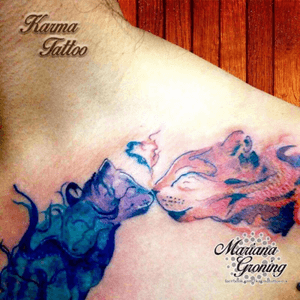 Watercolor cats tattoo #tattoo #marianagroning #karmatattoo #cdmx #MexicoCity #watercolor #watercolortattoo #watercolortattooartist #cat #cattattoo 