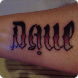 #FaveTattoo #ambigramtattoo  Hubby's name this way, turned over it's my name