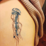 Jellyfish tattoo #fish #jellyfish #ribs #blue #watercolour #ocean #sea #tentacle #jellyfishtattoo #green #side #sidetattoo 