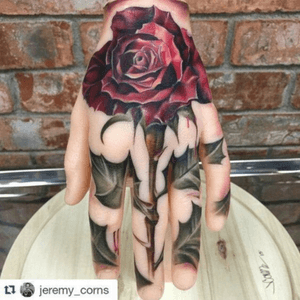 Beautiful rose and thorn hand tattoo #rose 
