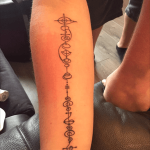 Memorial tattoo complete with my grandad's ashes - Live Long and Propser in Vulcan script (Oct-16)