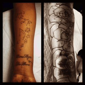 Cover up im working on, tough joh but it can be done! #tattoo #ink #eternalink #rose #roses #flowers #coverup #arm #artist #art #chicago #grandrapids #newyork #califonia #losangeles #texas #houston #dallas 