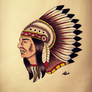 Taditional Indian Head#traditional #indian #nativeamerican #flashart 